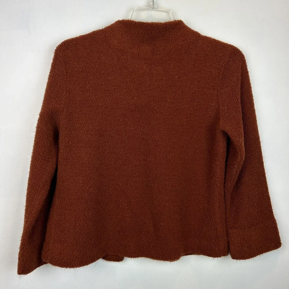 Vtg Sweater Womans L Knit Cardigan Jacket Sally Gee Burnt Orange Union Label